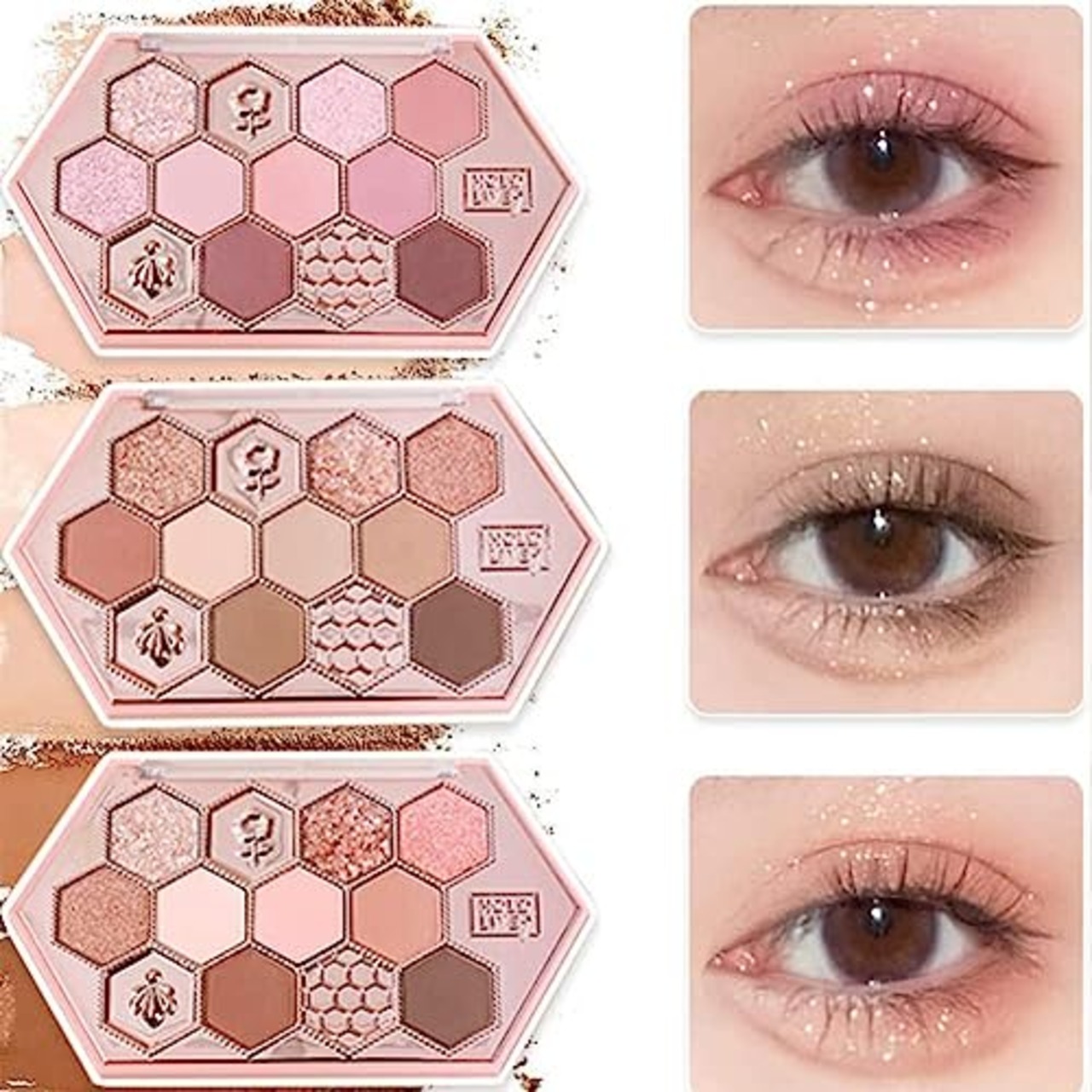 SNSアイシャドウ 可愛い 蜂の巣 12色メイクパレット アイシャドウ アイシャドウパレット 蜜糖茶粉 アイシャドー ins アイシャドウブラッシュデュアルユース防水 防汗 高発色 持続する アイシャドウ 10.8g （603#フォグブラウン）