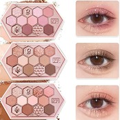 SNSアイシャドウ 可愛い 蜂の巣 12色メイクパレット アイシャドウ アイシャドウパレット 蜜糖茶粉 アイシャドー ins アイシャドウブラッシュデュアルユース防水 防汗 高発色 持続する アイシャドウ 10.8g （603#フォグブラウン）
