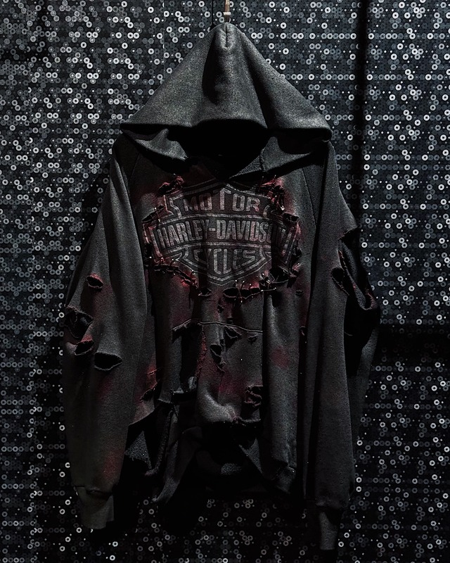【ÆIEM】vivid notes “BLOODBOUND EMBLEM” boro hoodie pullover