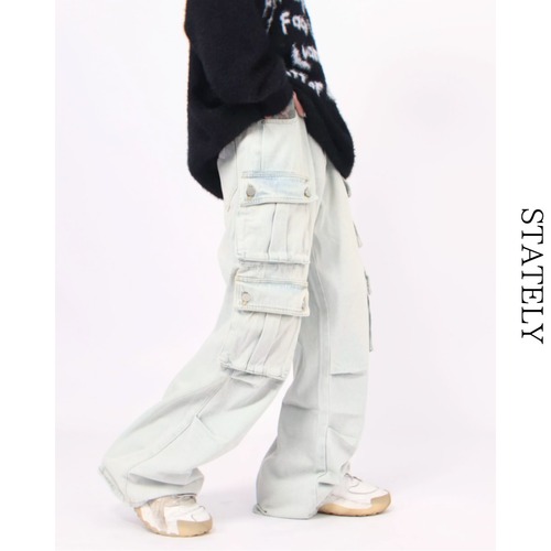 Multi Pocket ワイドカーゴデニム_B160 画像