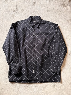 00s NEIGHBORHOOD/Monogram Logo print L/S Shirt/2002年/M/モノグラムロゴプリントシャツ/長袖シャツ/ブラック/NBHD/ネイバーフッド