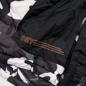 GETT ゲット フィッシングジャケット 中綿 カモフラ 迷彩 フード パーカー M/グレー系 メンズ  釣り ウェア 防寒 アウトドア キャンプ