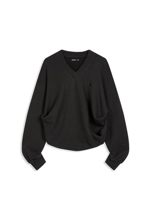 [OPEN YY] SLOUCHY V-NECK SWEATSHIRT, CHARCOAL 正規品 韓国ブランド 韓国通販 韓国代行 韓国ファッション オープン ワイワイ 日本 店舗