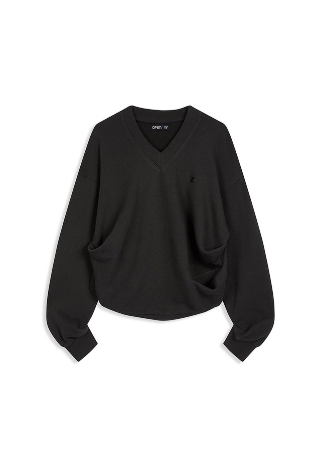 [OPEN YY] SLOUCHY V-NECK SWEATSHIRT, CHARCOAL 正規品 韓国ブランド 韓国通販 韓国代行 韓国ファッション オープン ワイワイ 日本 店舗
