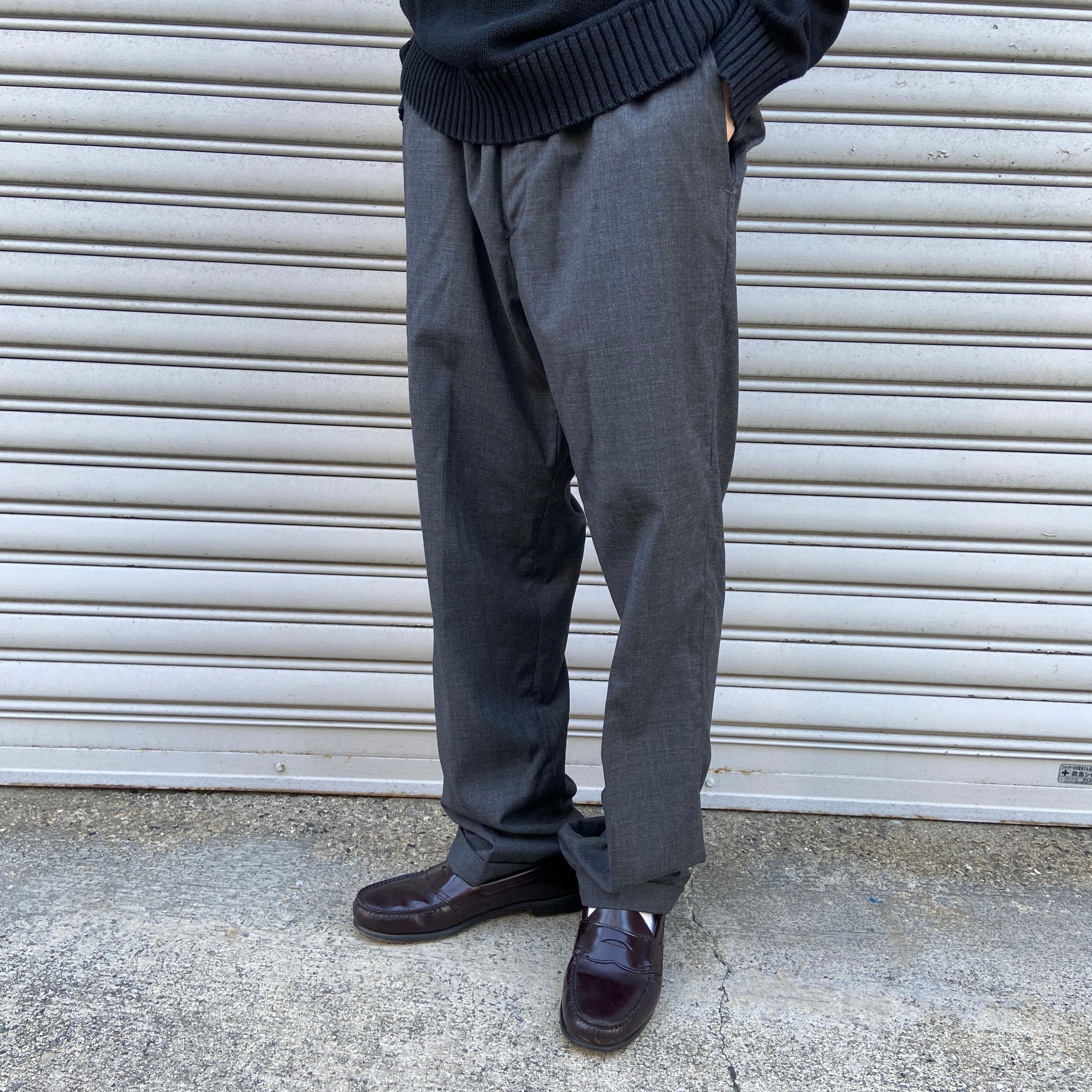 90s ラルフローレン ツータックウールスラックス チャコールグレー W32