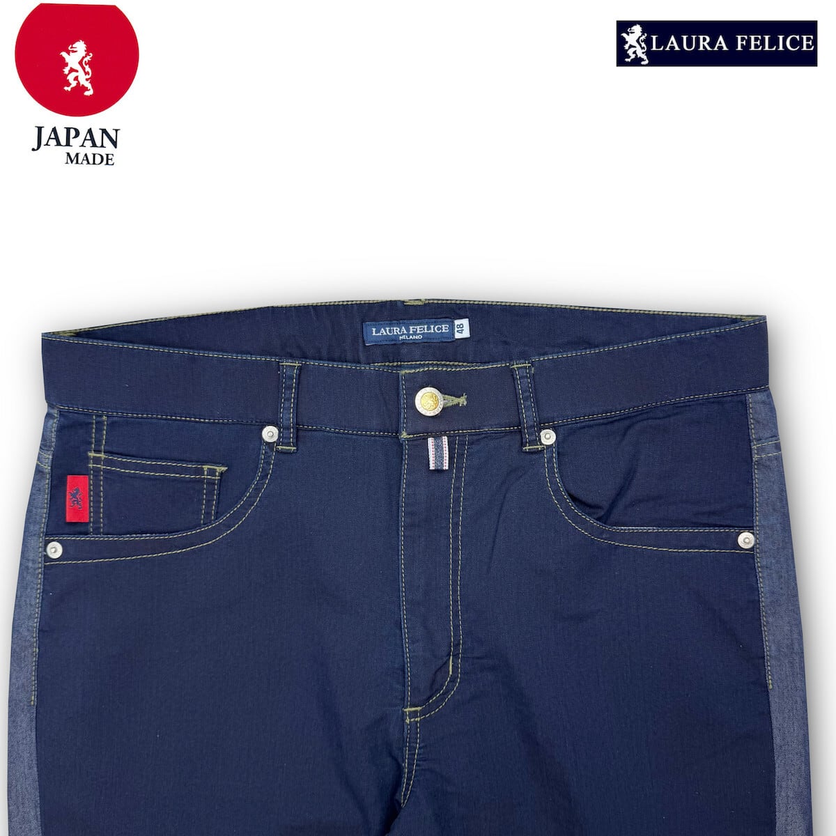 未使用 訳あり Laura Felice ラウラフェリーチェ ゴルフパンツ ラウラフェリーチェ LauraFelice デニム インディゴ ブルージーンズ 春