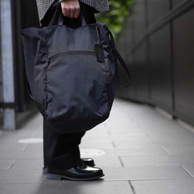 AMIACALVA(アミアカルヴァ) /Gabardine Zippy Tote-BLACK(L)-(F039-BL-L)