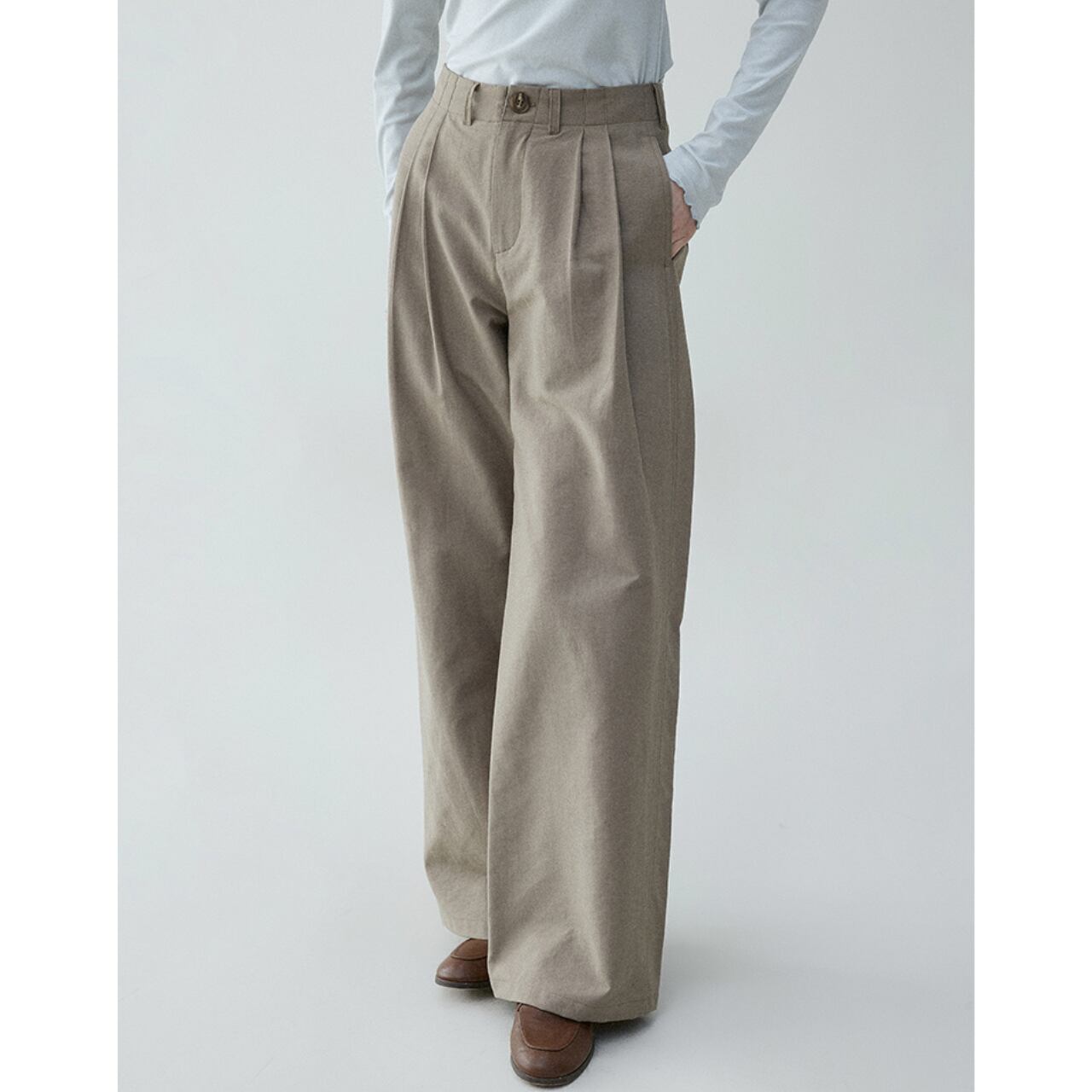 ダブルタックストレートロングパンツ PT3196