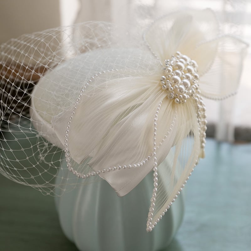 ビジュートークハット髪飾りトーク帽子ヘッドドレス結婚式ウェディングブライダル