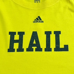 【adidas】HAIL ロゴ ロンT ロングTシャツ 長袖Tシャツ プリント X-LARGE ビッグサイズ イエロー アディダス US古着