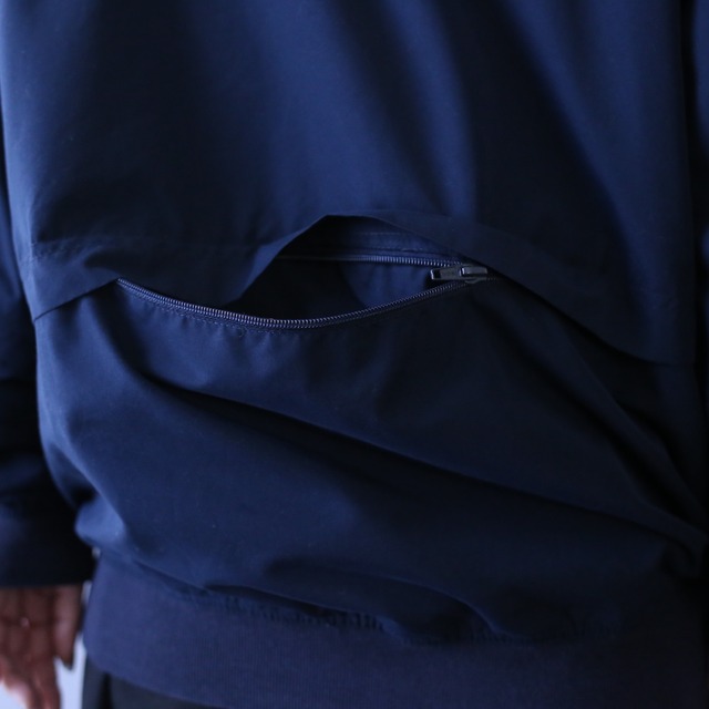 "2-way" sleeve joint zip-design pullover