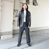 レザージャケット、グーチレーヨンストライプロングスリーブシャツデッドストック