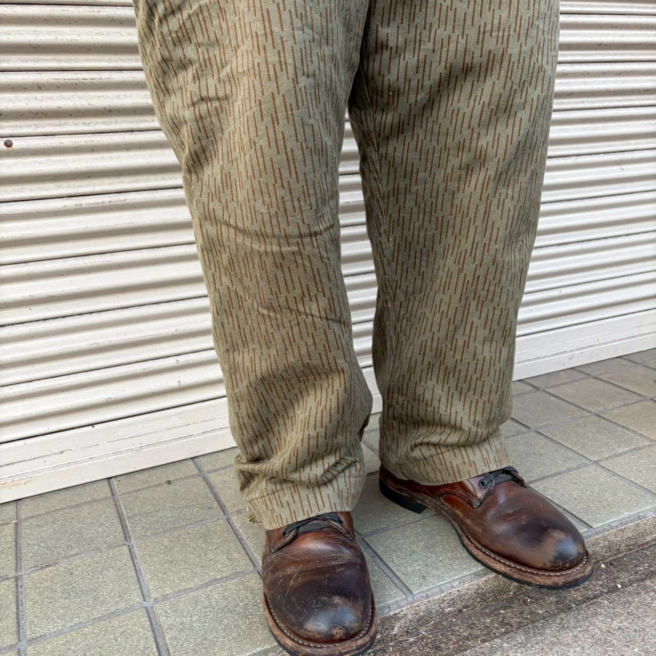 70s 東ドイツ軍 実物 NVA レインドロップカモ カーゴパンツ W88cm 中綿