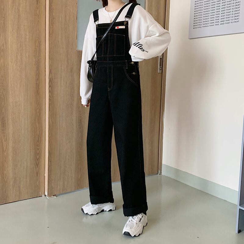 ブラックオーバーオール スプリングオータムレッドルーズパンツ 春物 秋物 試着室44134449362