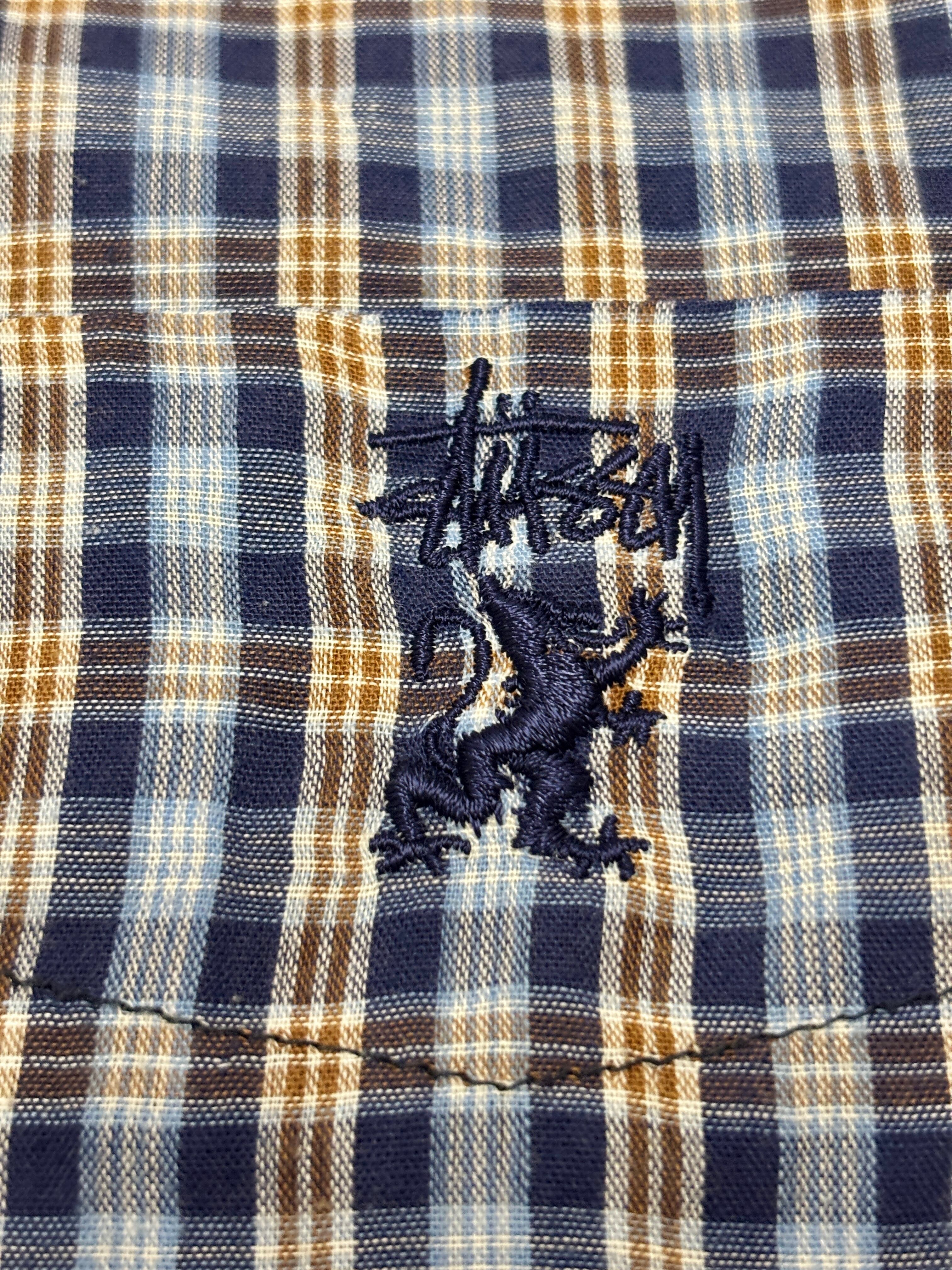 90s 紺タグ old stussy L/S BD チェックシャツ USA M 90～00s OLD STUSSY/Check L/S Shirt/紺タグ/M/チェック柄シャツ/長袖