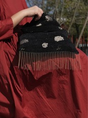 Fleuri Jacquard Fringe Bag F0814