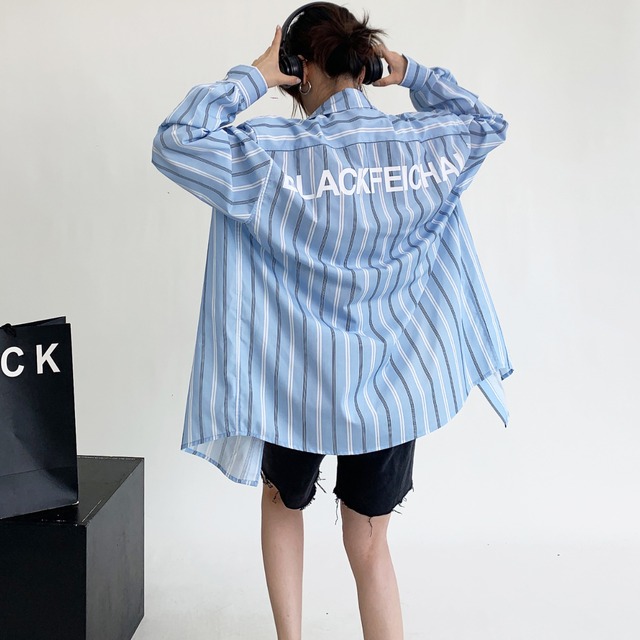 stripe oversize shirt　ストライプオーバーサイズシャツ　J0075　