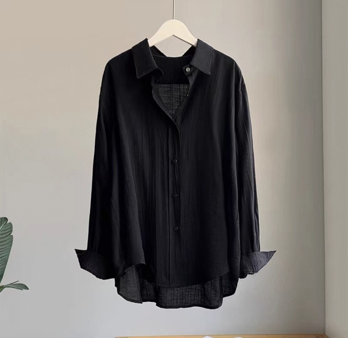 リップル生地 無地ブラウス　AJ3346-389