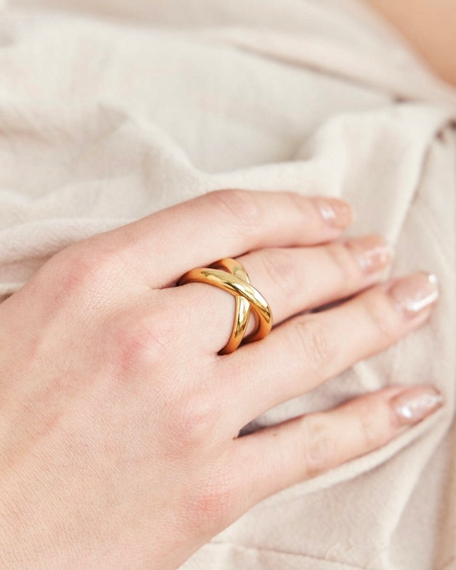 316L double open cross ring #r108