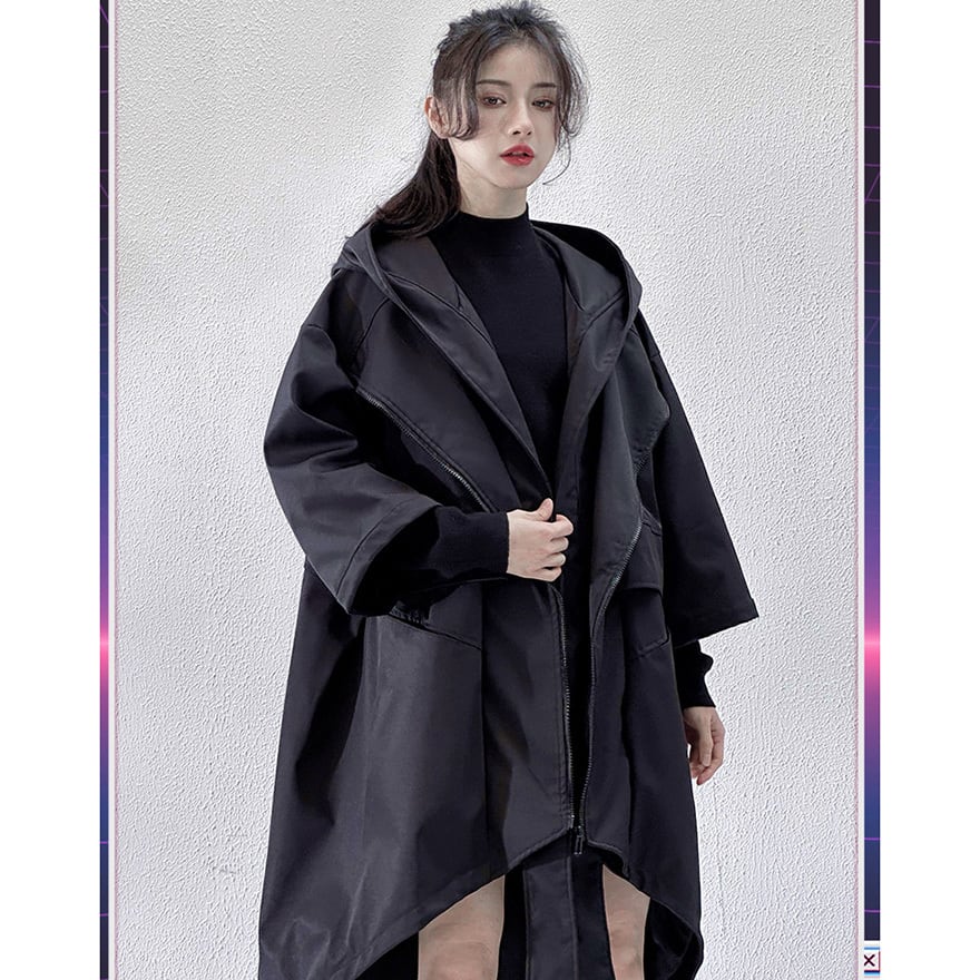 サイバーパンク アシンメトリー・タクティカルロングコート｜地雷系