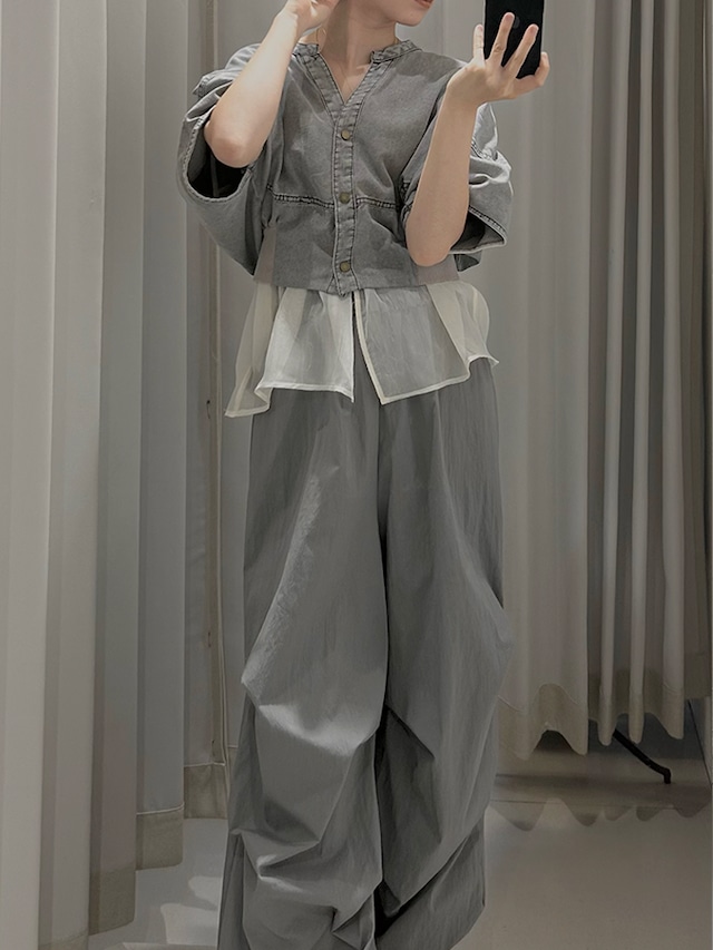 Rib Cropped Blouson / GRAY