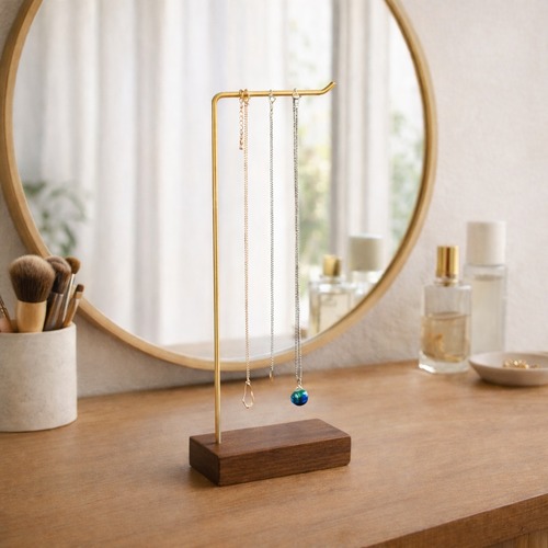 アクセサリースタンド  ウォールナット×真鍮 ネックレス ピアス 木製 ジュエリースタンド おしゃれ