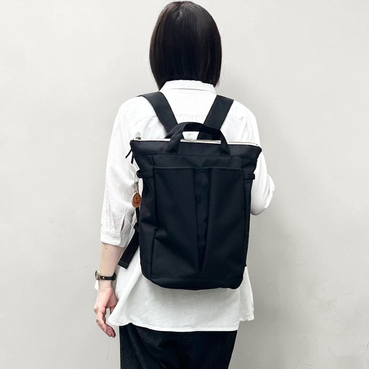 受注製作 hike35:ブラック(撥水加工ナイロン素材リュック)