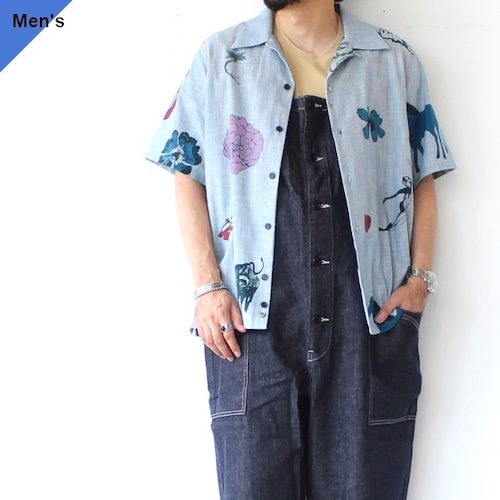 Bohemians インディゴストライププリント開襟シャツ 「VIDAⅡ」 Indigo Stripe S/S Shirt