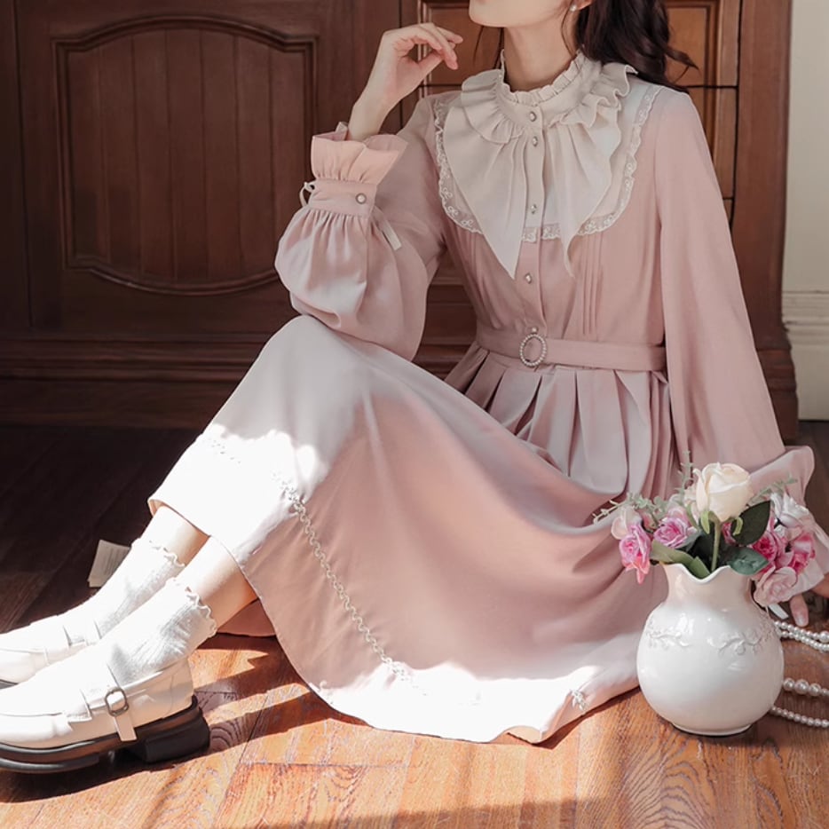 フリルヨークウエストマークフレアワンピ ・60855 | sucrier