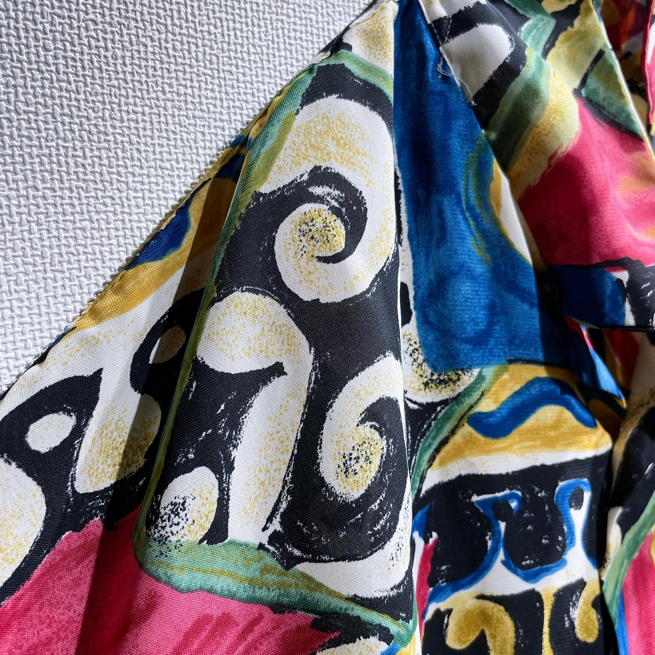 1990s Psychedelic art pattern Design vintage Drape loose Open collar shirt