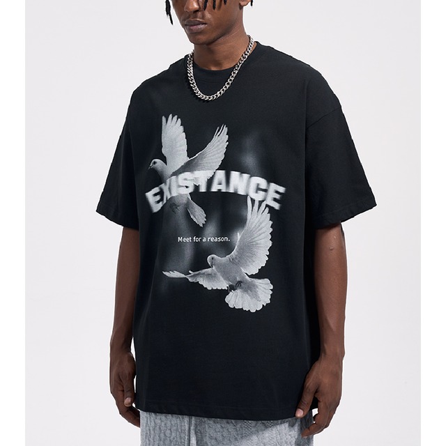 【DRIP1908】D/B Dove Photo Print Cotton Tee