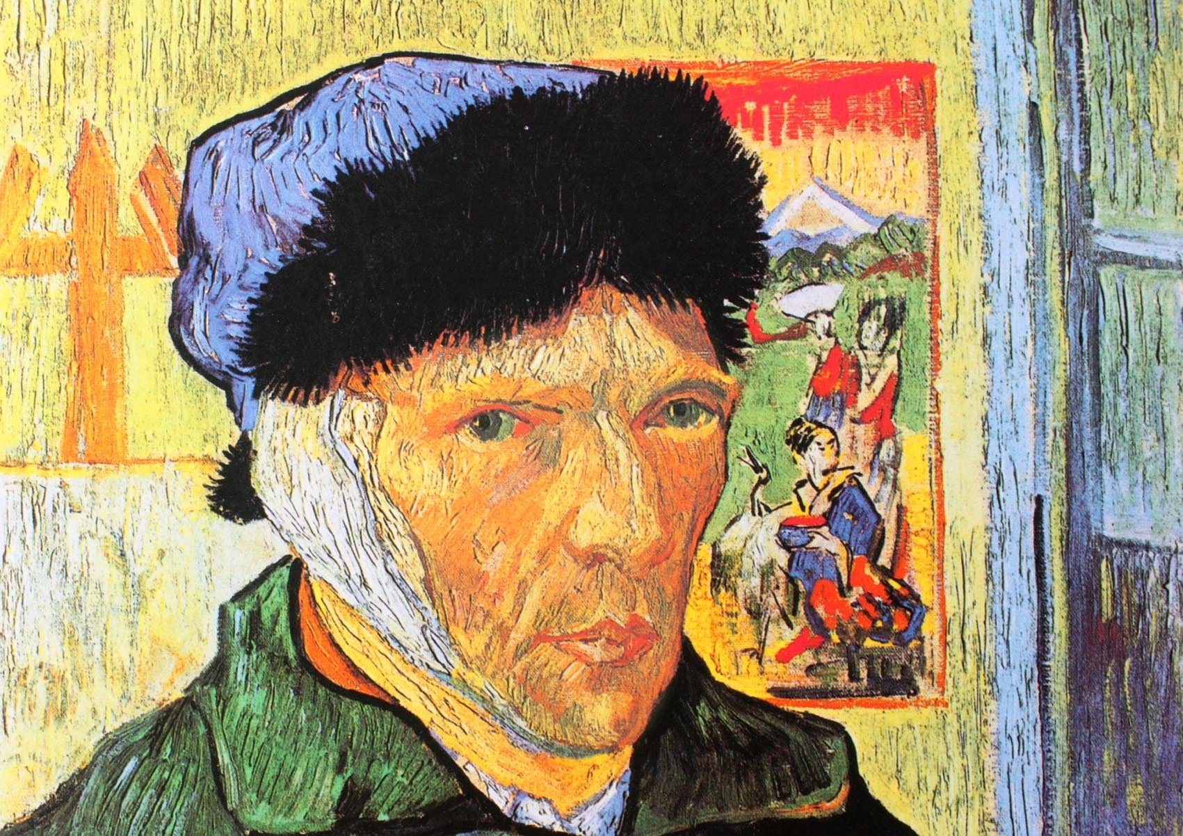 ゴッホ 絵画「包帯をした自画像」額縁4色選択可能 作品証明書 展示用フック 限定エディション付複製画 ジークレ