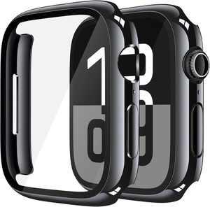 【特価処分】ULOE For Apple Watch Series 11 (2025) Series 10 42mm ケース 超薄型 PC+ガラス素材 全面保護 高透過率 装着簡単 耐衝撃 指紋防止 傷防止 対応アップルウォッチ 11/10 42mmカバー（ジェット・ブラック）