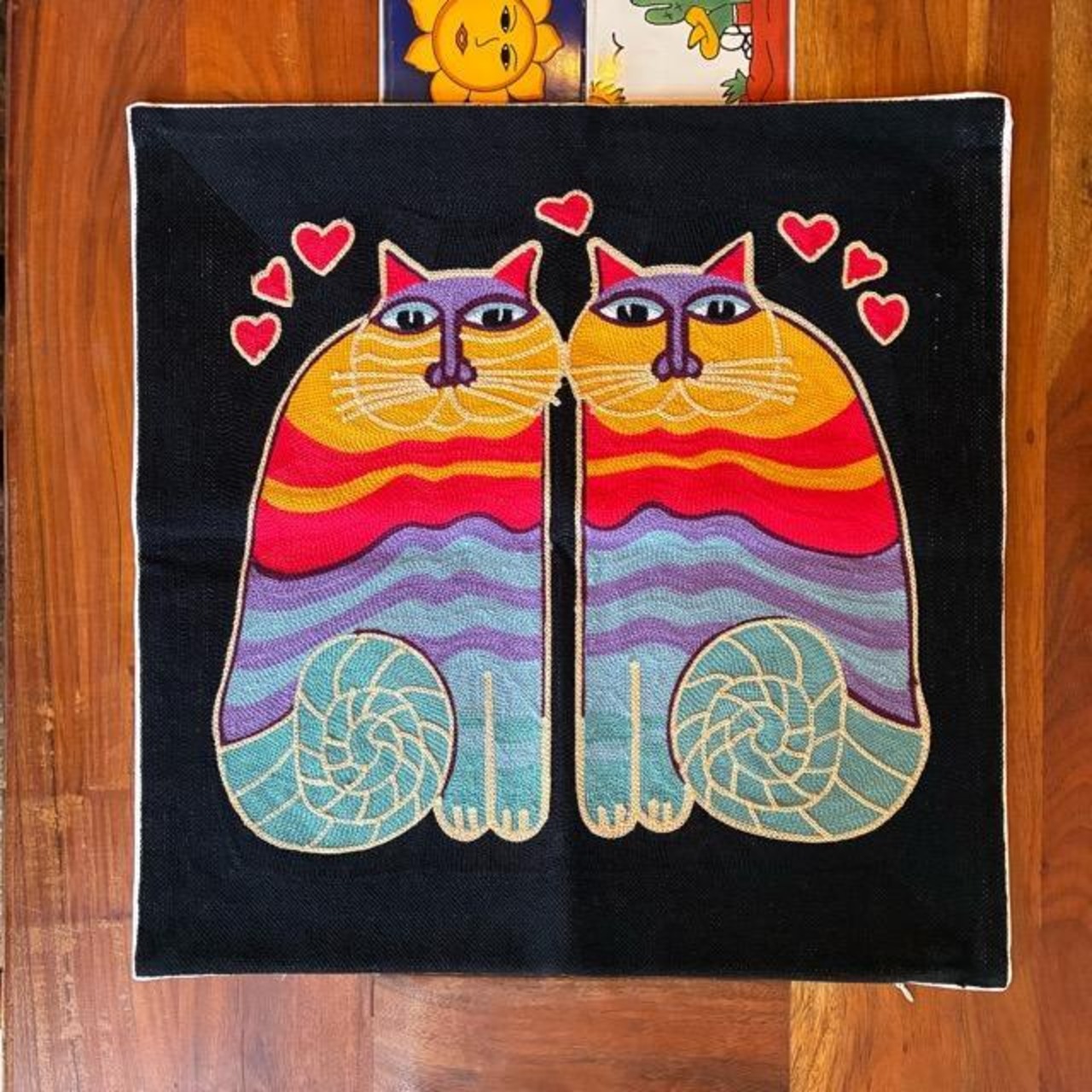 TOPANGA Homefurnishing Cat Embroidery Cushion Cover　45×45cm　J