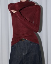 High neck knit long sleeve Top T20116