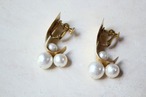 真鍮とコットンパールの大ぶりピアス＆イヤリング