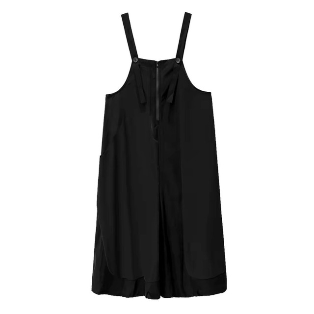 Asymmetric zip strap overalls【2color】 C1559