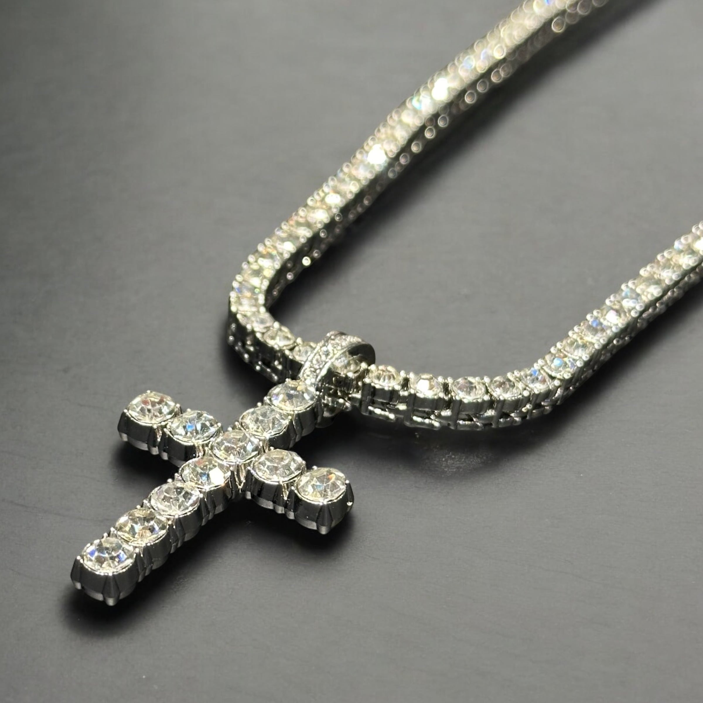 MIZUKIGlitter ネックレス テニスチェーン クロスペンダント 送料無料 クロスペンダント テニスチェーン付 60cm 50cm 45cm 幅4mm