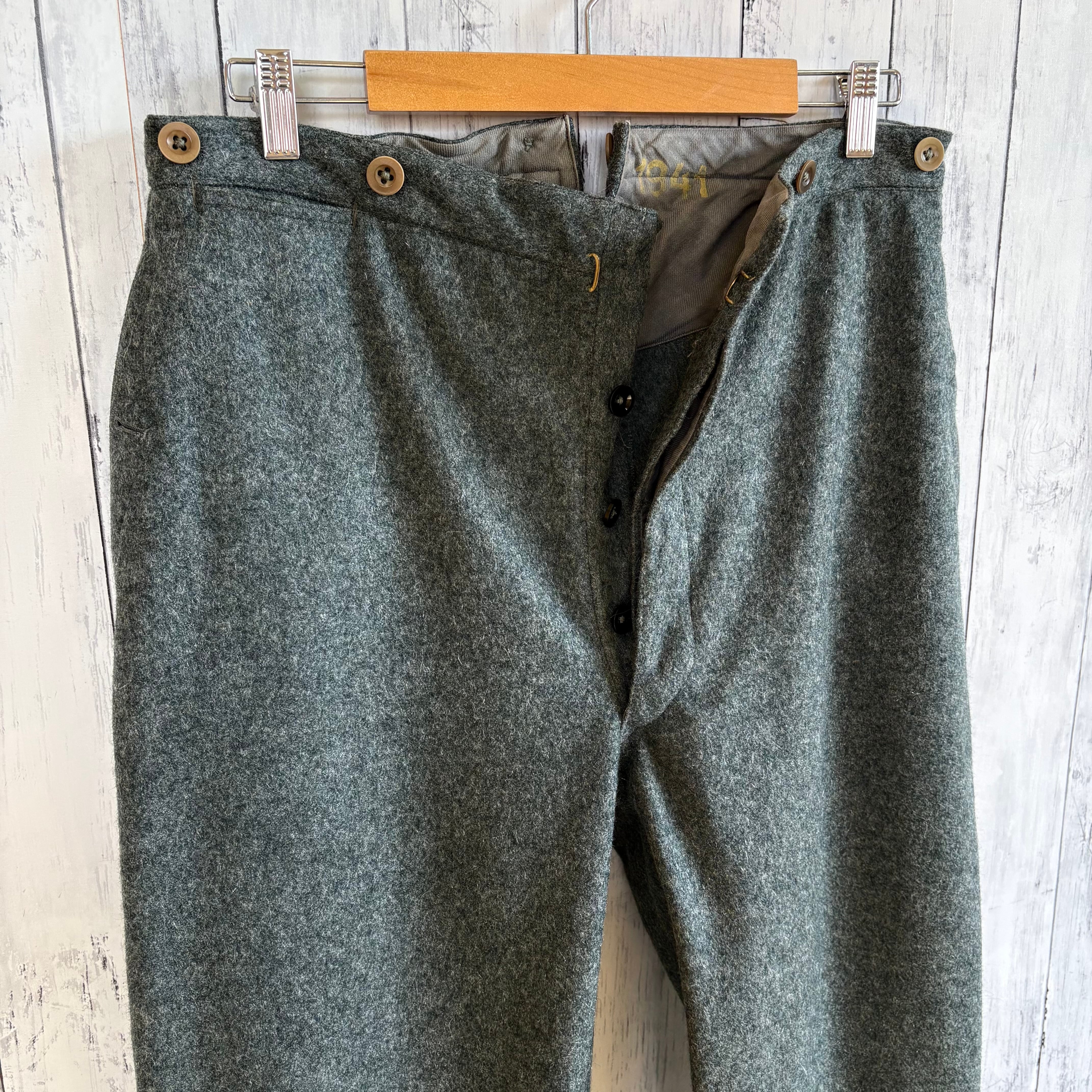 40s ヴィンテージ スイス軍 ウールパンツ サイドラインパンツ