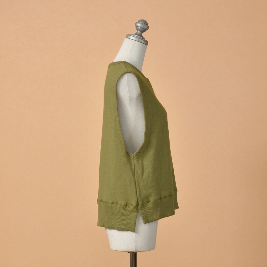 prit プリット エコ裏毛プルオーバーベスト・オリーブ