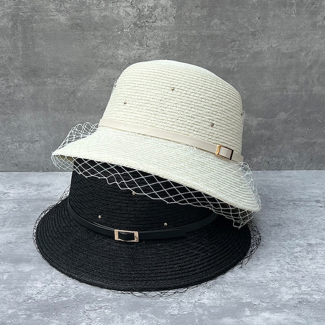 Tulle belt straw hat　M2144