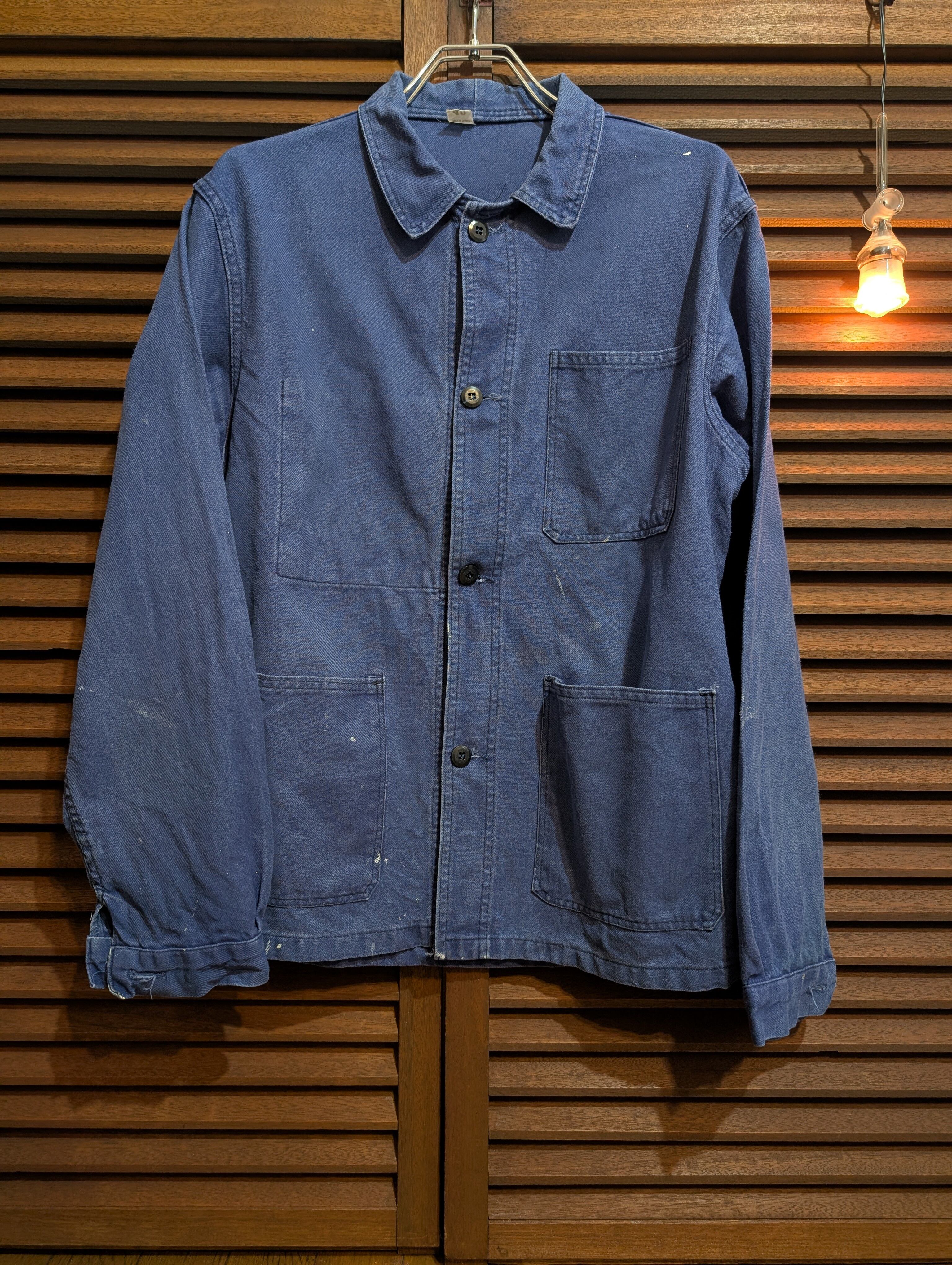 60-70s France Cotton Twill Work Jacket Faded Size48