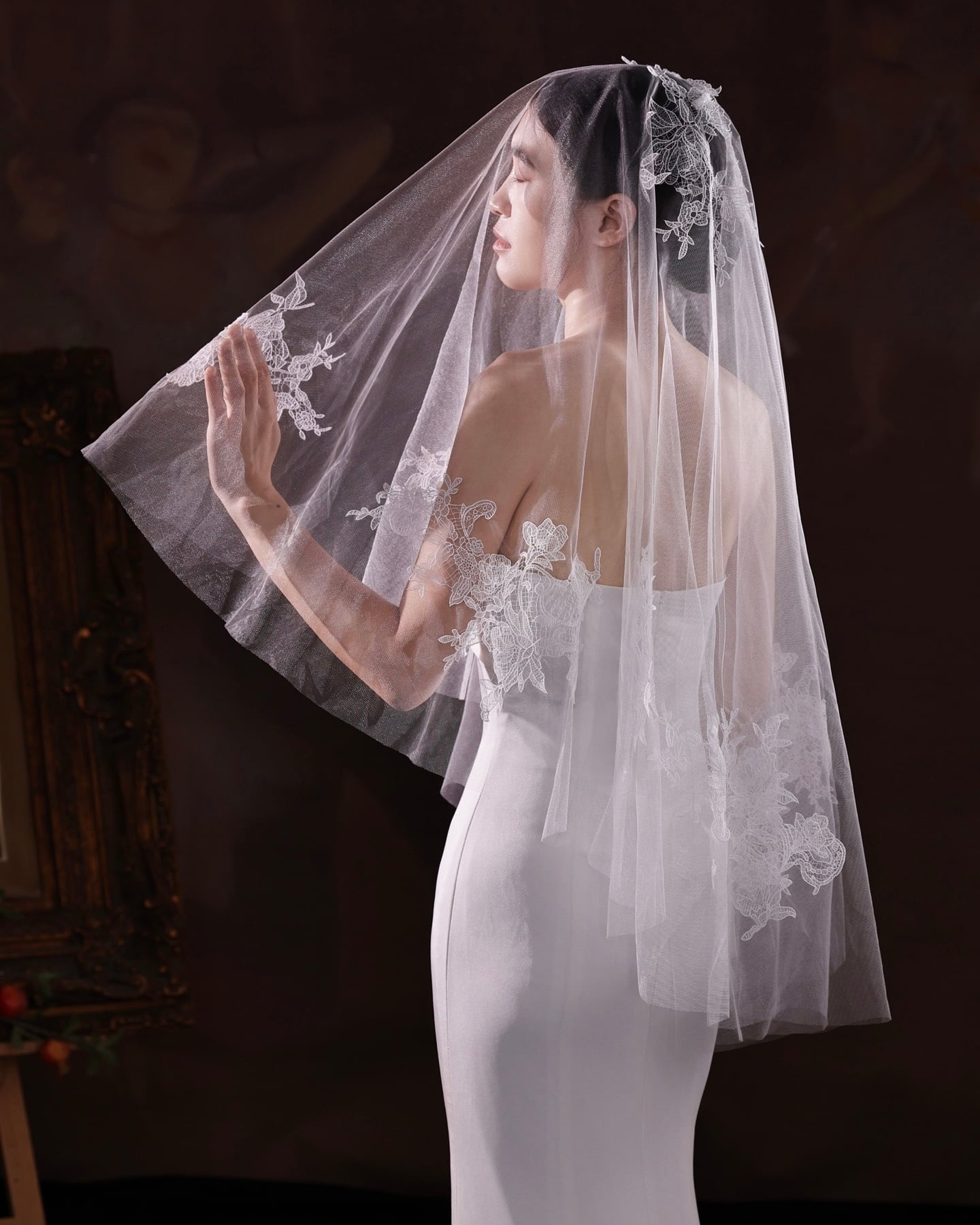 グレースフラワーレースウェディングベール【VL2512-01】