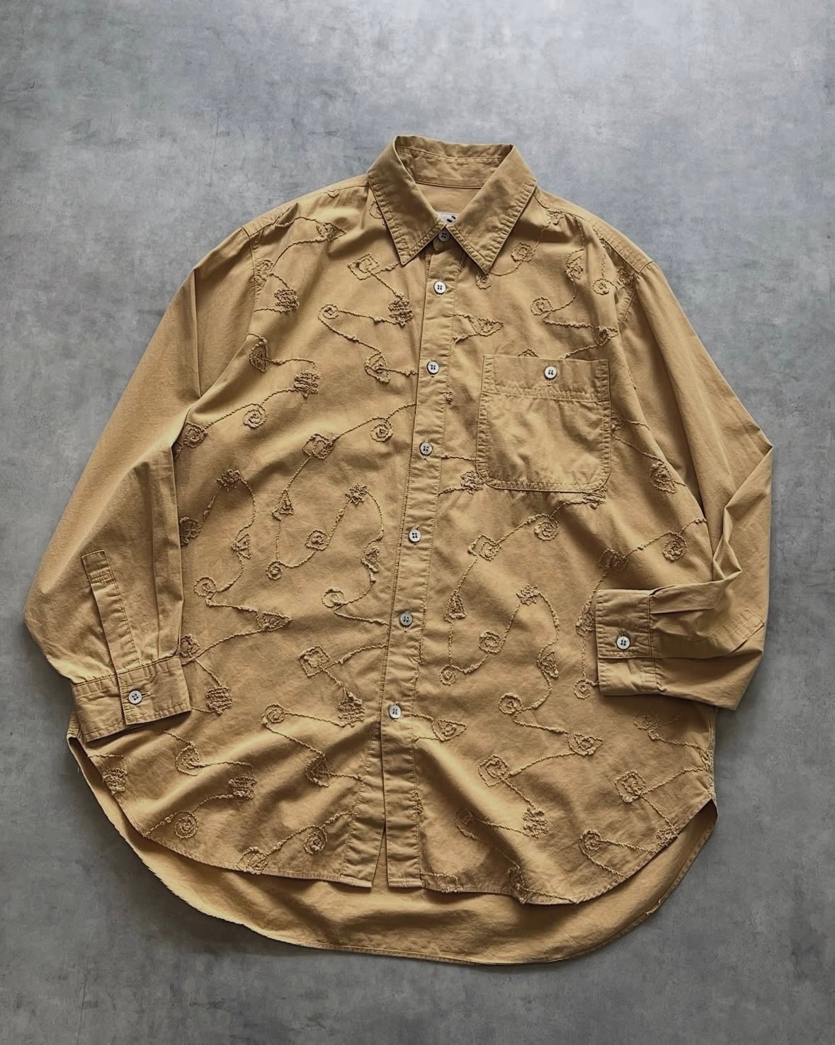 ~90s HAI SPORTING GEAR (ISSEY MIYAKE) Embroidery Design L/S Cotton Shirt