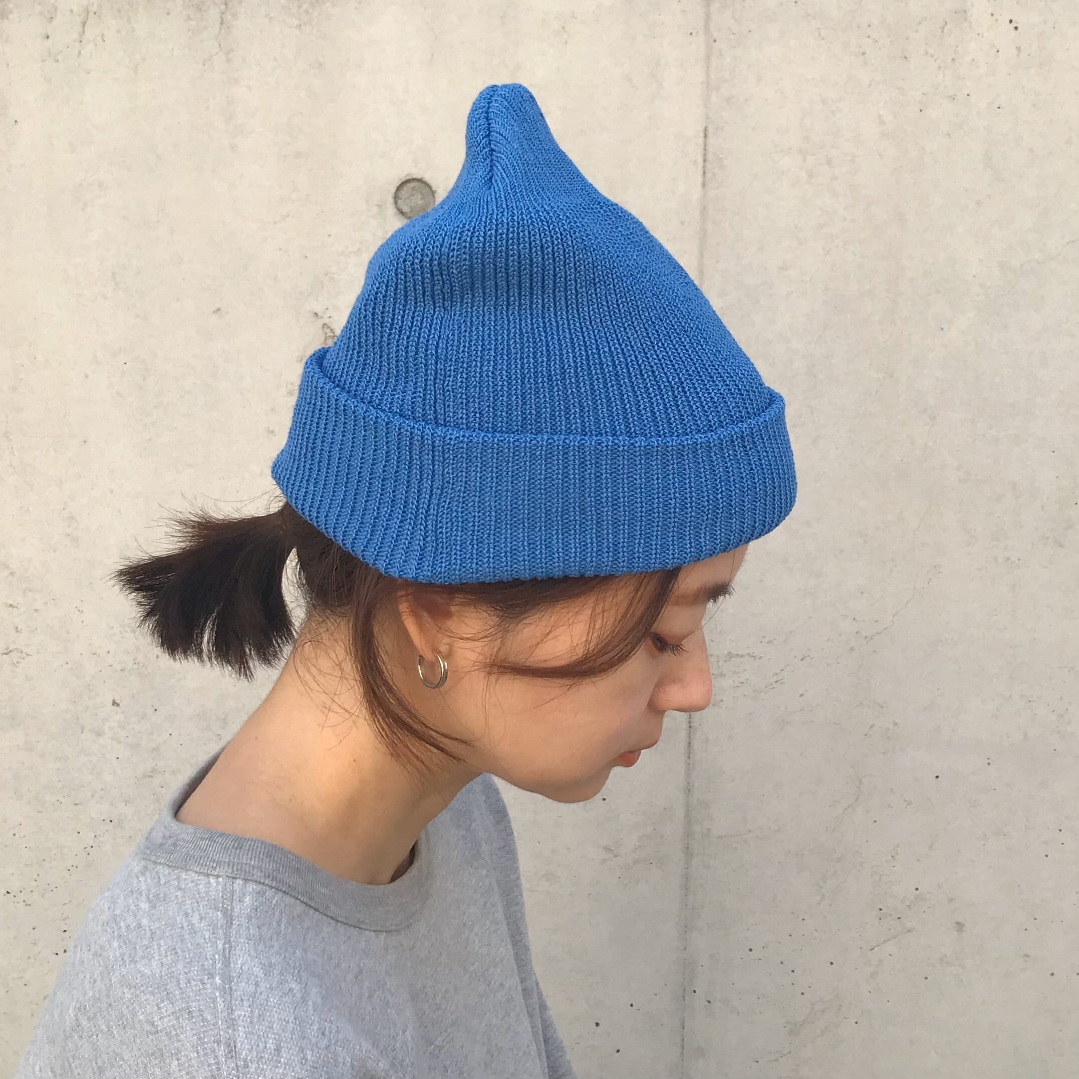 THE H.W.DOG&CO リブニット帽 ブルー