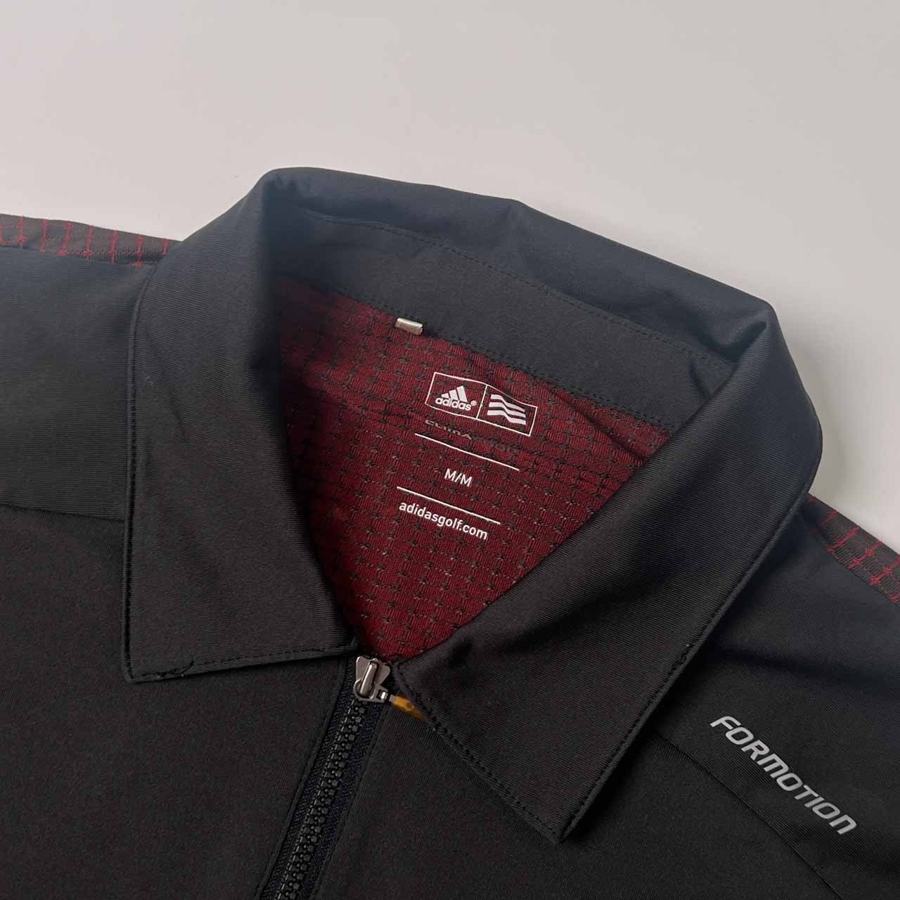 adidas GOLF アディダス ゴルフ CLIMA COOL ハーフジップ 半袖 トレーナー シャツ M/ブラック×レッド メンズ