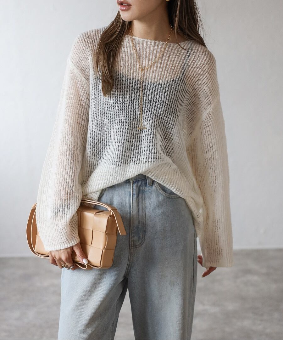 ウール混モヘアタッチニット【t-11108】.