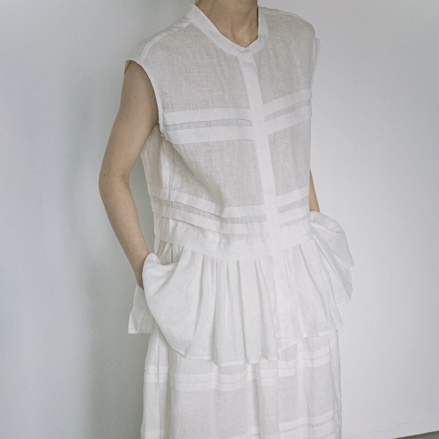 Peplum Design Sleeveless シャツ [26010384]