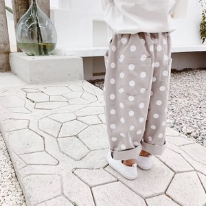 Korean children`s clothing white polka dot long pants 水玉模様 ロングパンツ【受注生産品】
