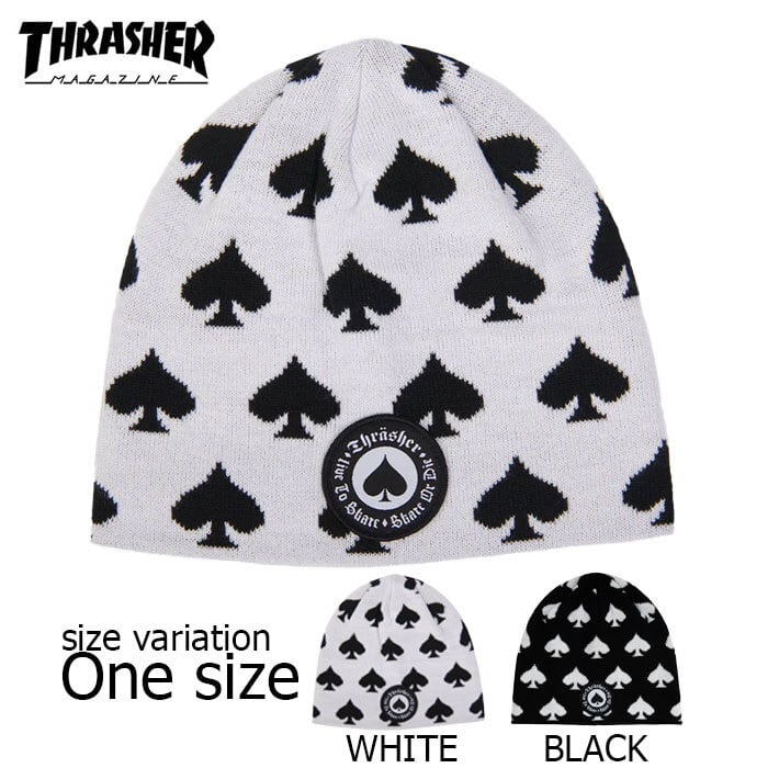THRASHER スラッシャー ビーニー OATH SKULLY BEANIE WHITE BLACK